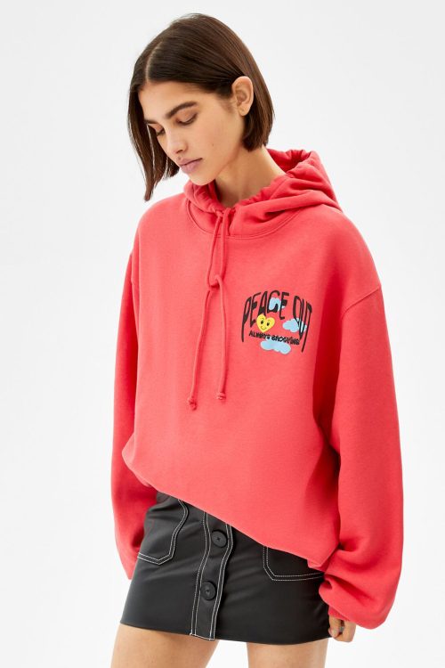 Sudadera con capucha estampada de rosas